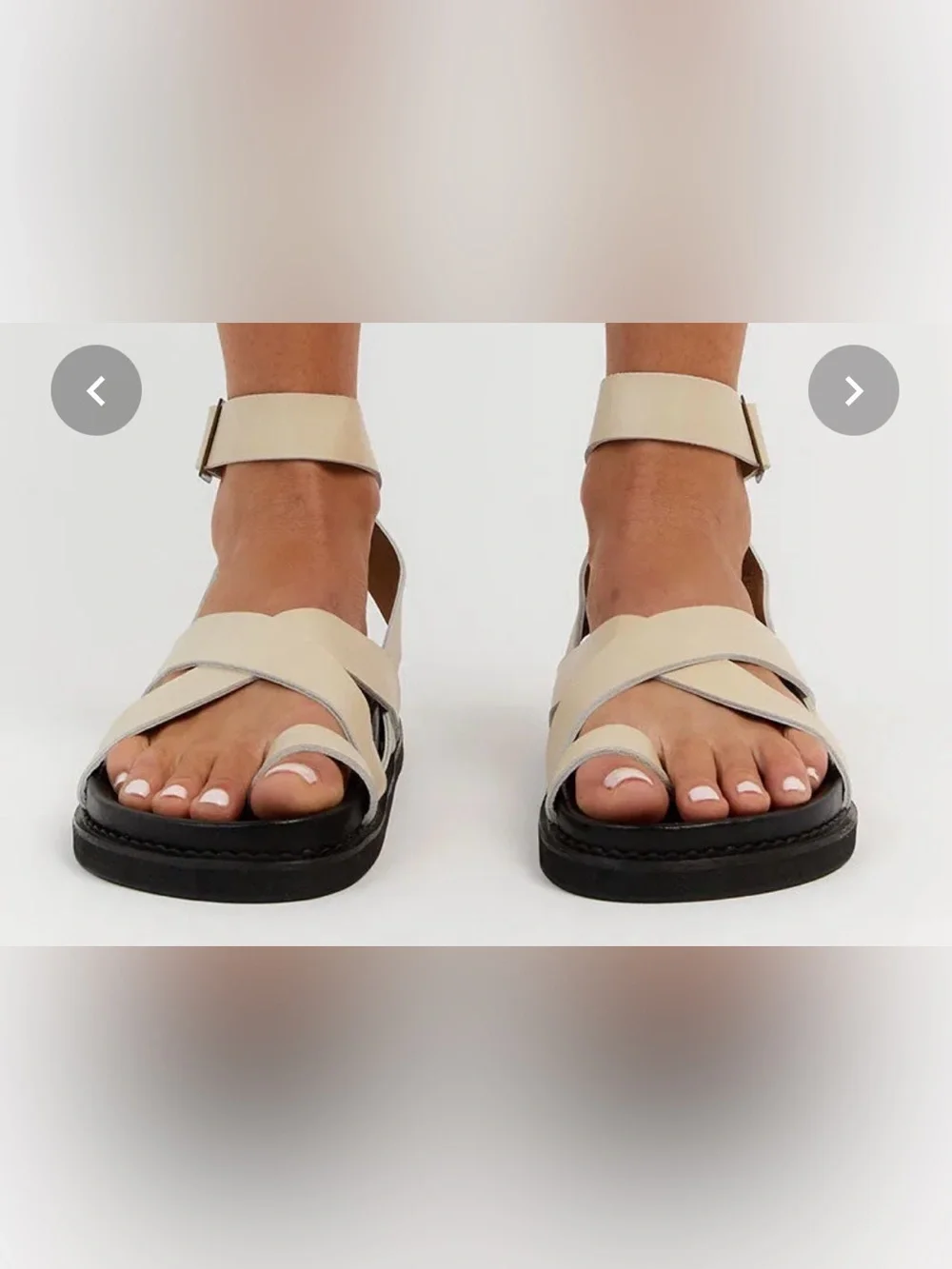 The Bali Tailor Leni Leather Gladiator Sandals Bone Black Size 37